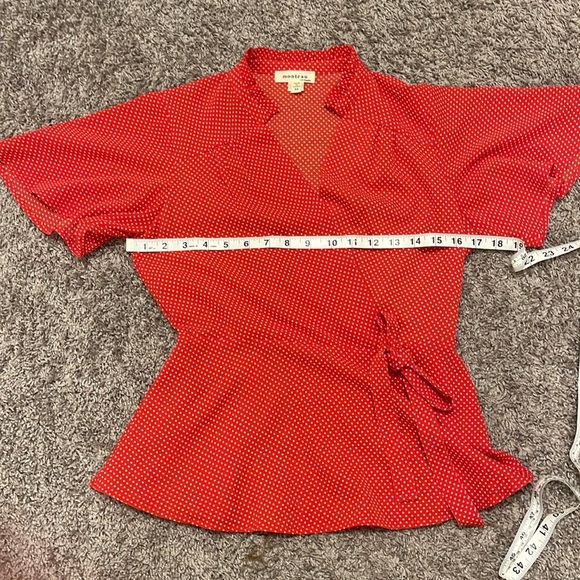 Monteau Red Polka Dot Blouse - Picture 8 of 10